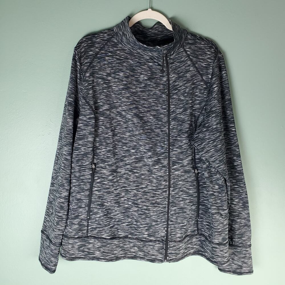 Lane Bryant Womens Gray Black Livi Active Side Full Zip Jacket Size 22/24